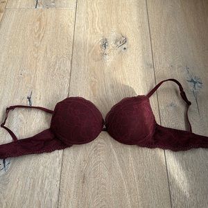 32B BURGUNDY LACE PUSH UP BRA
